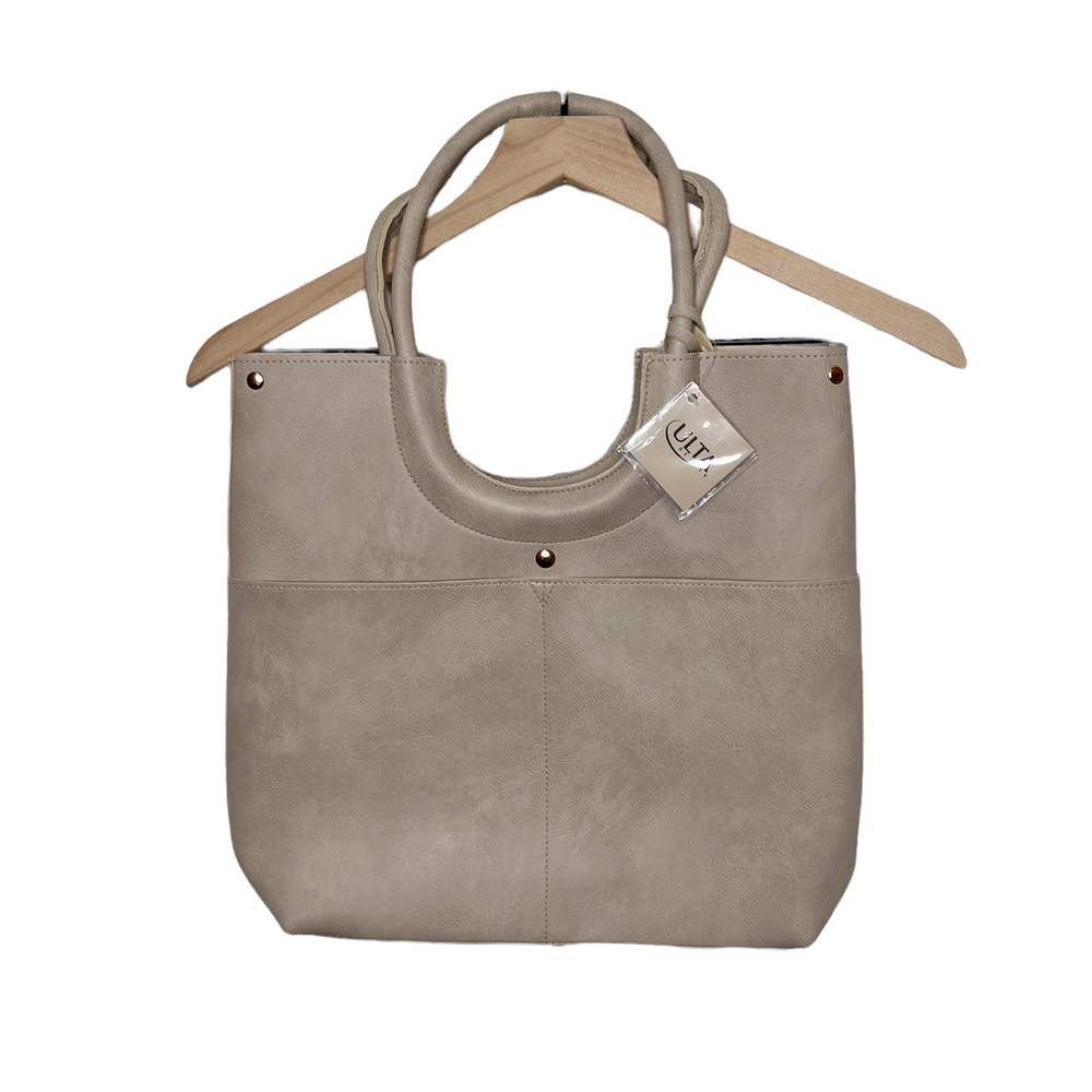 ULTA Women's Makeup Tote Handbag NEW Beige Tasseled Snap Closure Tan